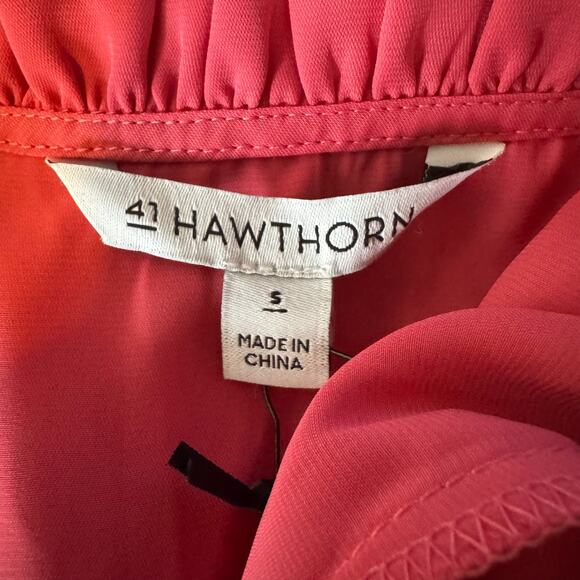 41 Hawthorn Red Flutter Sleeve Blouse Size Small Split Neck Ruffle Collar NWT - Picture 5 of 6